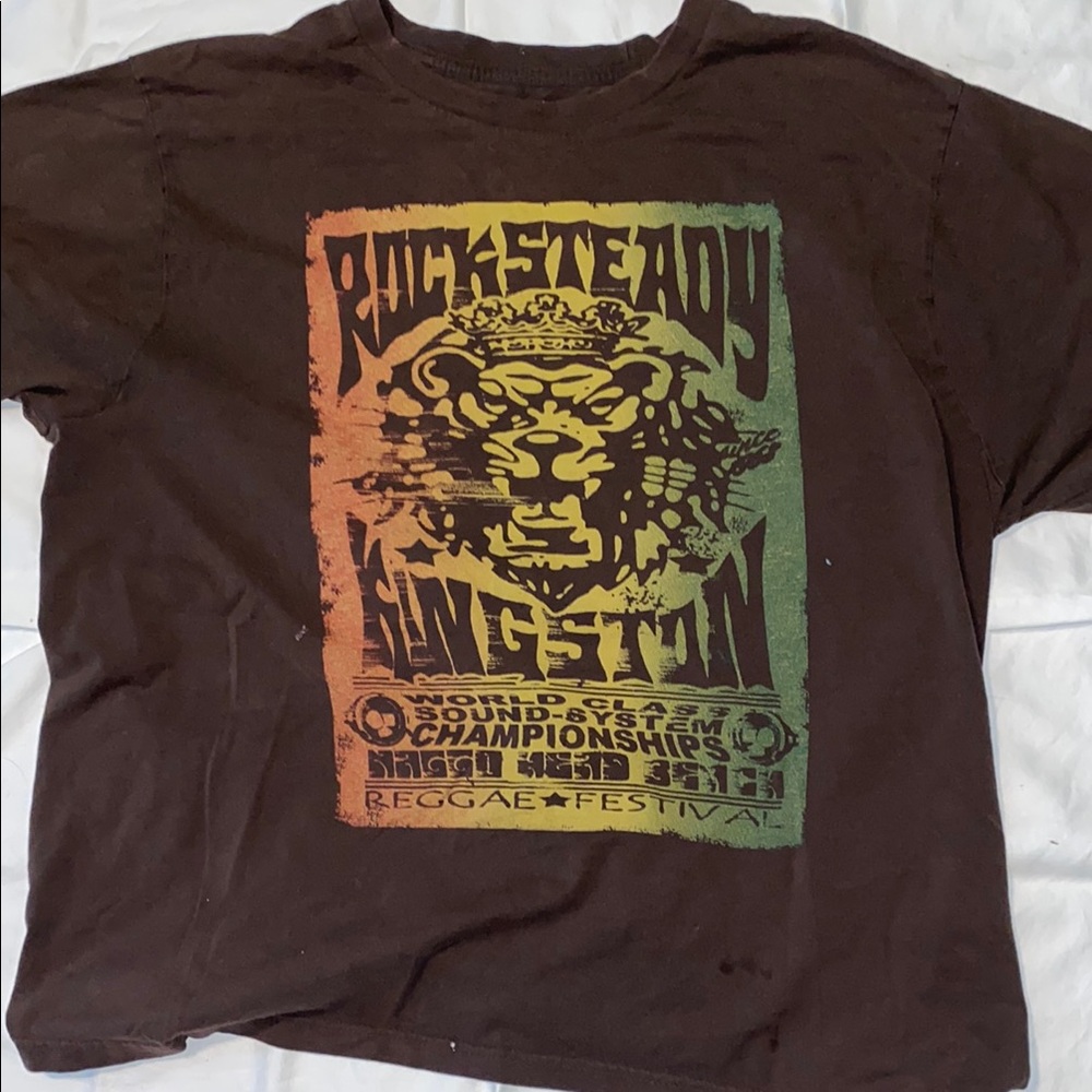 Old Navy Brown and Orange Short Sleeve Tee with Bold Graphic